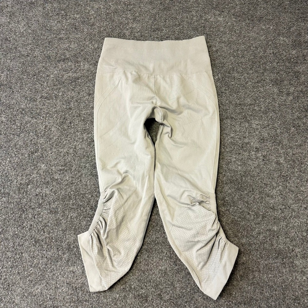 Gymshark Leggings Womens Size S Gray Cropped Ruched Seamless High Waist Athletic